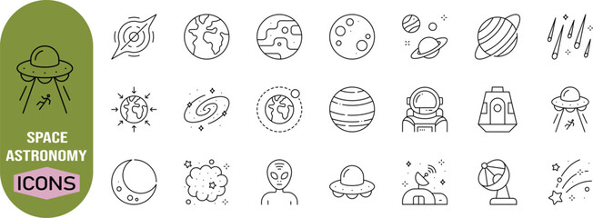 Outer space astronomy vector icons. earth icon set, astronaut icon set, moon icon set © Aditta