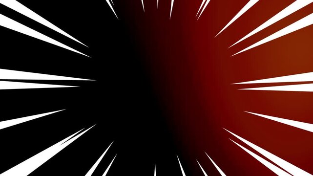 Speed lines radiate outward to create a dynamic sense of motion and excitement on a dark red background.