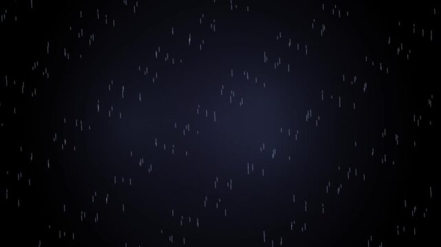 Heavy rain falling down against a dark night sky background