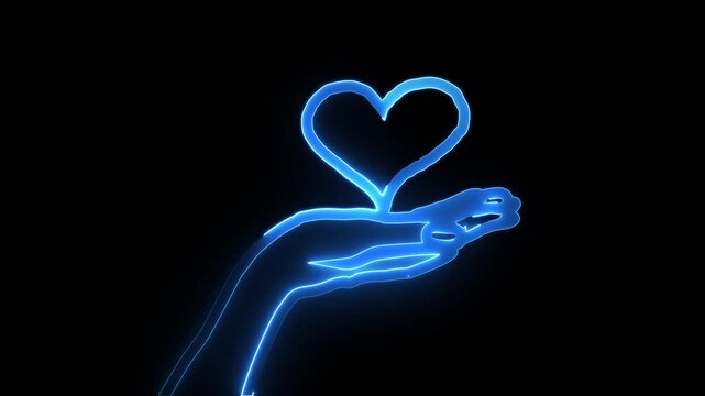 Colorful Neon Animated Icons: Love, Gift Box, Camera, Music, Birds, and Lips for creative use symbols, signs, or signboard