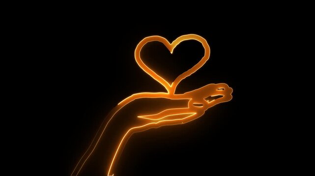 Colorful Neon Animated Icons: Love, Gift Box, Camera, Music, Birds, and Lips for creative use symbols, signs, or signboard