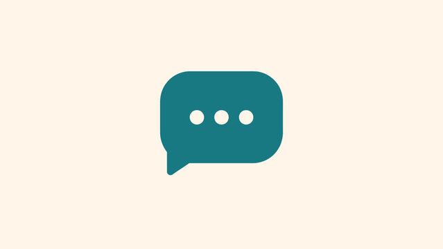 Clean and modern teal speech bubble icon with three dots, representing a message, ongoing chat, or general communication. Perfect for user interfaces and digital designs
