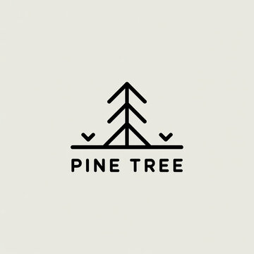 Minimalist line art logo representing a pine tree and nature elements