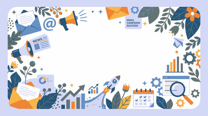 Fototapeta premium Digital marketing icons and business communication strategy background.