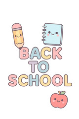 Back to school theme with colorful lettering and cute illustrations on transparent background © dvoevnore
