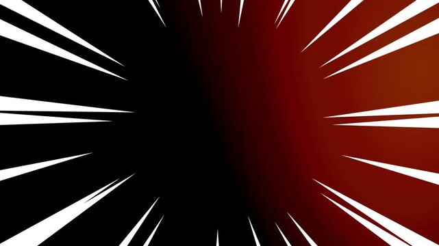 Speed lines converging toward a central point create a dynamic comic book effect on a dark background.