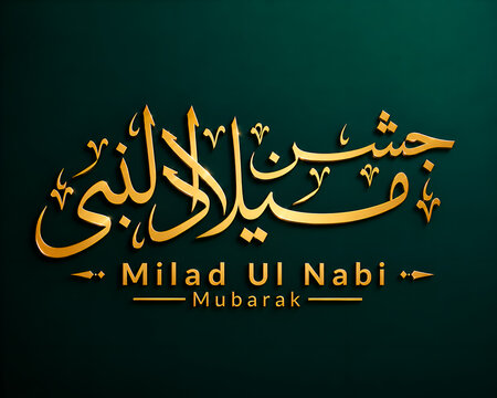 Elegant Eid Milad Ul Nabi Mubarak Calligraphy Greeting Card