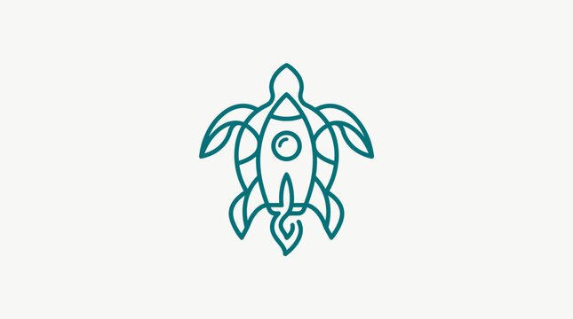 Innovative turtle rocket shell concept icon.
