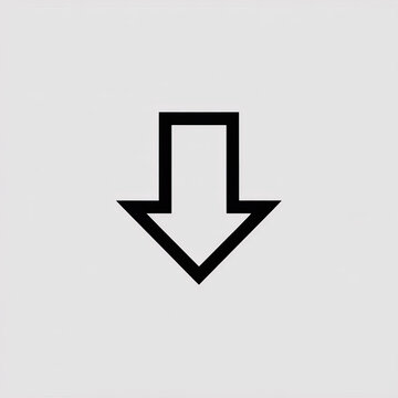 Simple black arrow pointing downwards on a light gray background