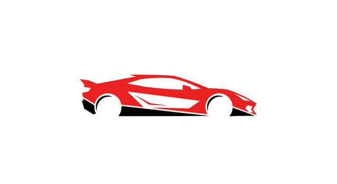 Red sports car side view.