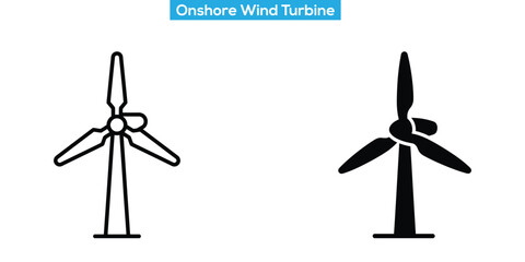 Onshore wind turbine icons for energy © Paresh