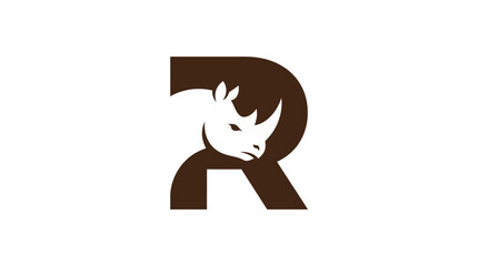 Letter R with integrated rhino head logo. © Nmm
