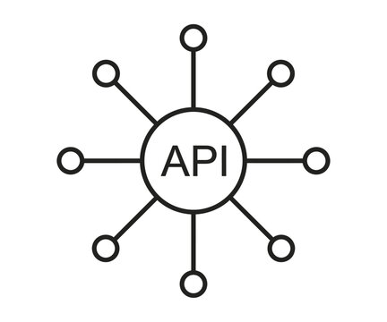 API network connection technology infrastructure vector icon silhouette