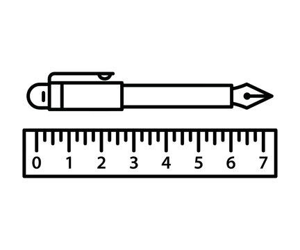Ruler pencil drafting design blueprint tools vector icon silhouette