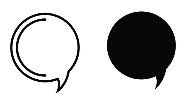 Minimalist Black and White Speech Bubble Icons Vector Outline Illustration
