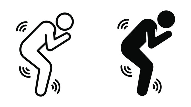 Shaking person icon set showing shivering or trembling human figure in minimalist vector style