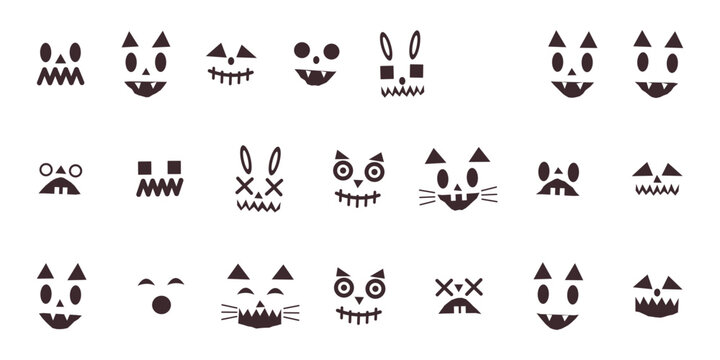 Halloween monster face icon set vector illustration for spooky holiday design template