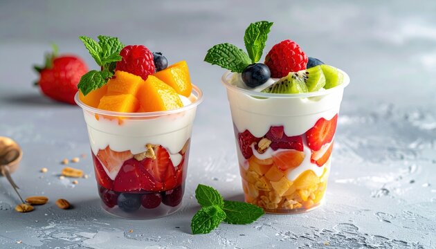 Fruit snack cup with yogurt topping