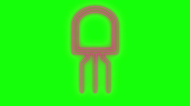 transistor electronic component semiconductor circuit hardware neon line glowing technology electronics green screen chroma key futuristic cyber