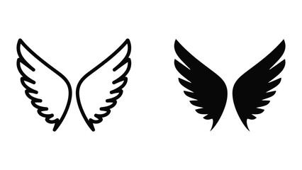 Fototapeta premium Black Silhouette Butterfly Wings Outline Vector Illustration on White Background
