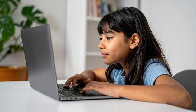 child learning coding on laptop