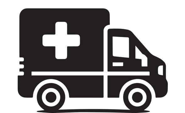 Medical Ambulance Icon for Emergency Healthcare, Patient Transport and Hospital Rescue Services Vector