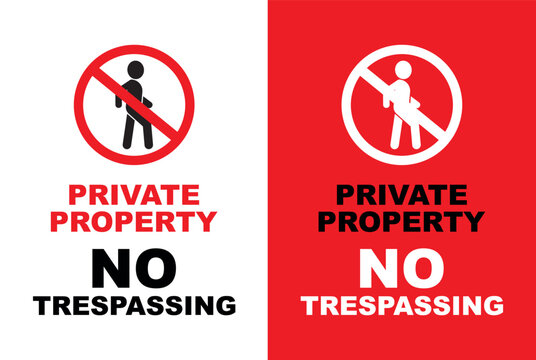 No trespassing sign on white background