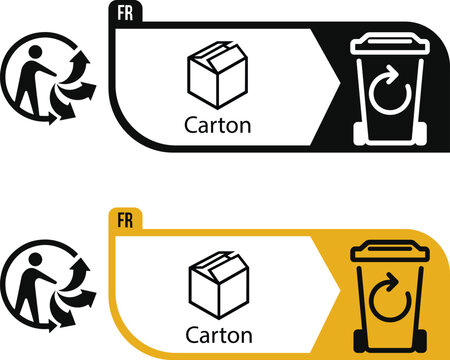 Triman France Recycling Label Carton Cardboard Icon For Packaging Symbol Sign