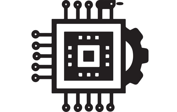 Artificial Intelligence Processor Icon for Machine Learning, Computer Hardware and Smart Technology Vector