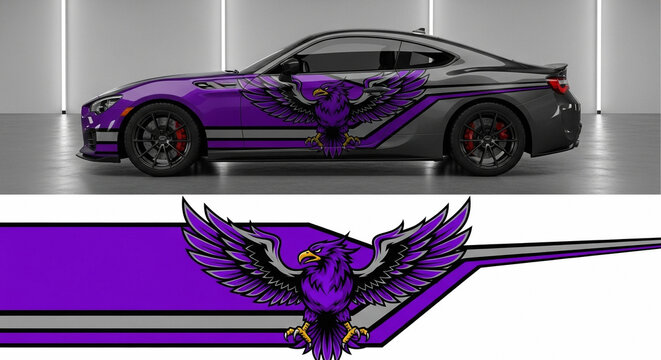 Custom Purple Eagle Car Decal Wrap Graphic Design.