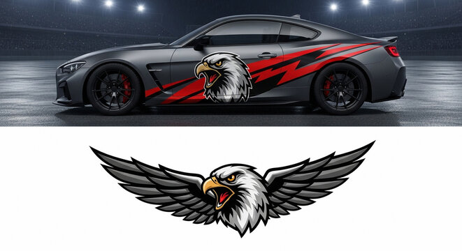 Aggressive Eagle Vector Graphic for Car Decal and Vehicle Wrap Design.