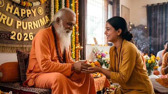 Guru Purnima Celebration: Devotee Shares Blessing with Elderly Sage
