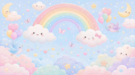 Obraz premium Cute Pastel Rainbow Dream Background
