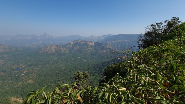 Western Ghats Mountain Landscape Viewed from Prabalgad Fort near Panvel Maharashtra India