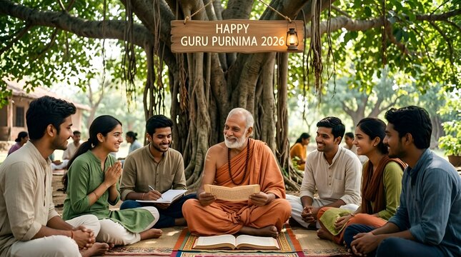 Guru Purnima: Wise Guru Shares Wisdom with Eager Students Under Banyan Tree