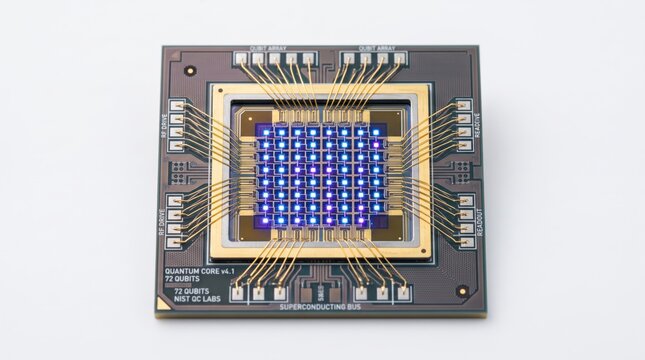 Quantum computing core chip with 72 qubits superconducting bus, advanced processor technology for next generation computational power and research
