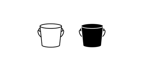 Set of two simple bucket icons featuring outline and solid fill styles isolated on a clean transparent background for versatile graphic design © huzaifa
