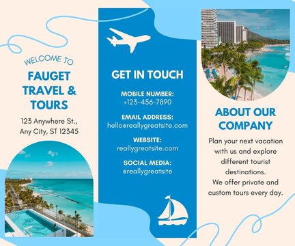 Modern Travel Agency Trifold Brochure Template for Vacation and Tourism