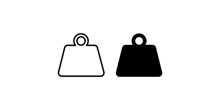 Set of two weight icons featuring outline and solid styles isolated on a transparent background for fitness and gym industrial design projects