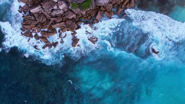 Aerial View Of Grand Anse Beach La Digue Seychelles
