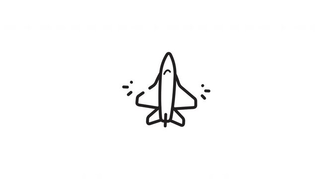 Minimalist fighter jet icon suitable for military websites, posters, educational materials, and design projects needing a clean, sleek aesthetic.