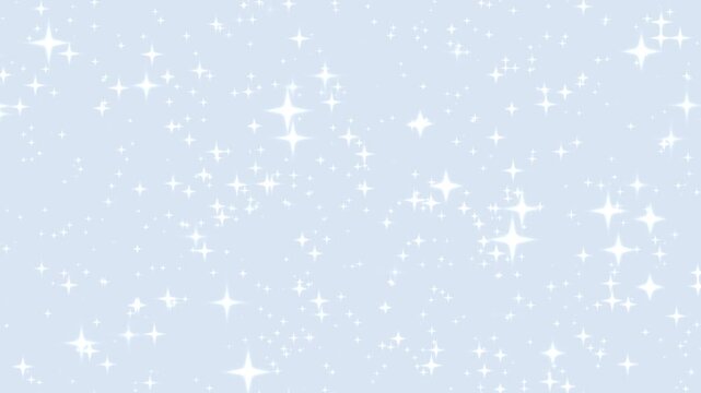 Seamless loop frost white glowing stars fairy twinkle snow background, horizontal 4k elegant sparkle animation winter wedding overlay