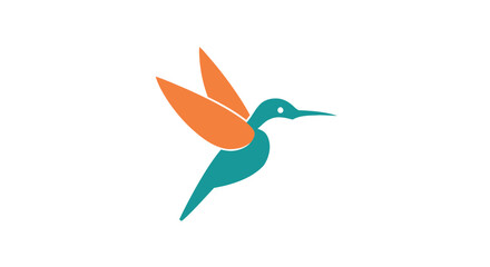 Obraz premium A minimalist graphic illustration of a small flying bird in flight