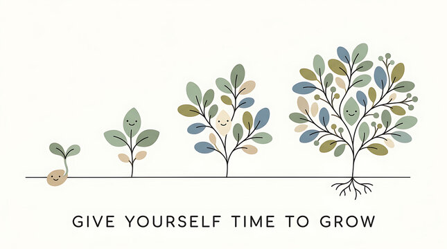 Plant lifecycle diagram giving yourself time to grow illustration with lifecycle seedling progress