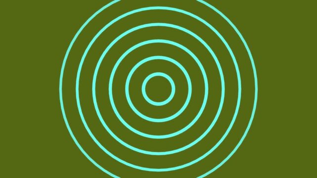 Emerald spiral radio wave station signal animation on green background. Radio Waves in Circle Form, Radio wave signal and sound wave signal, radar animated animation 