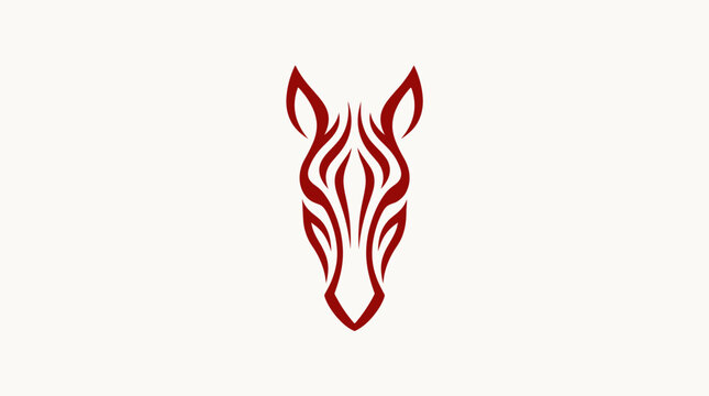 Minimalist red zebra head logo.