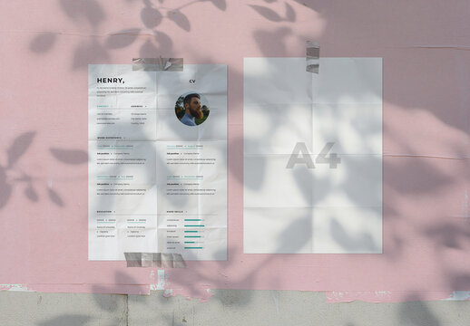 A4 Paper Mockup with Folded Texture