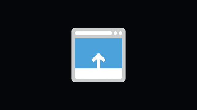 Animated Browser Window Icon with Up Arrow and Mouse Click for Slide Up Panel, Expand Drawer, and Scroll Up