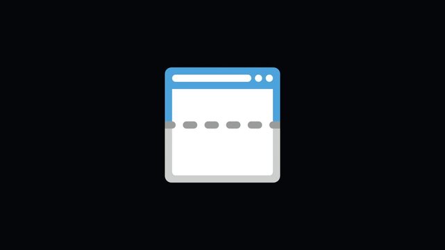 Animated Browser Window Icon with Dashed Split Line and Mouse Click for Page Divider, Layout Section, and Wireframe