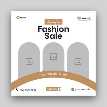 Fashion sale social media post web banner design template 